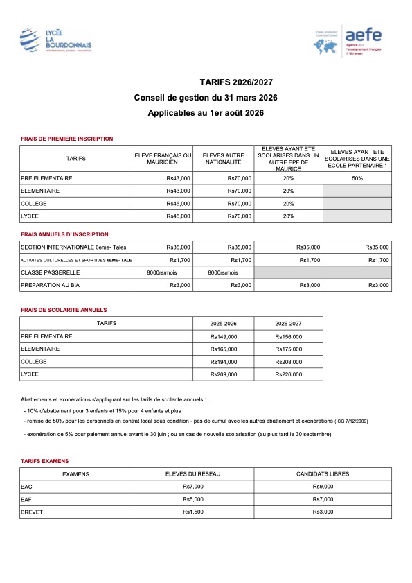 Main Tariffs Image